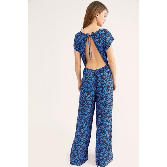 FREE PEOPLE Blue Floral Hailee Jumpsuit - Picture 2 of 8